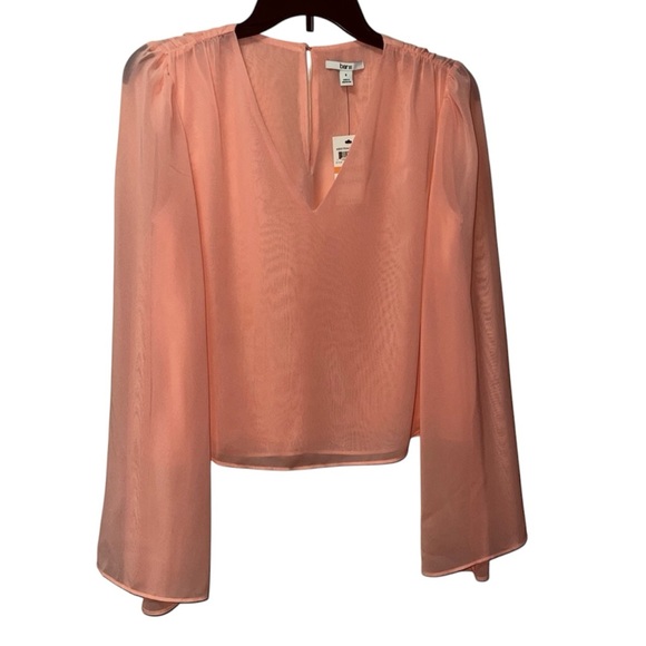 BAR III BLOUSE ABSTRACT GEO BELL SLEEVE WOMEN ORANGE COLOR STYLE BLUSHING SIZE S - Picture 4 of 11